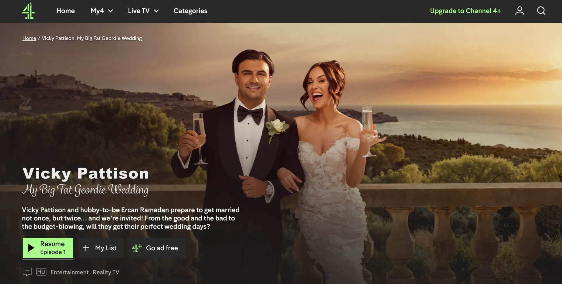 Channel 4 programme page for Vicky Pattison: My Big Fat Geordie Wedding